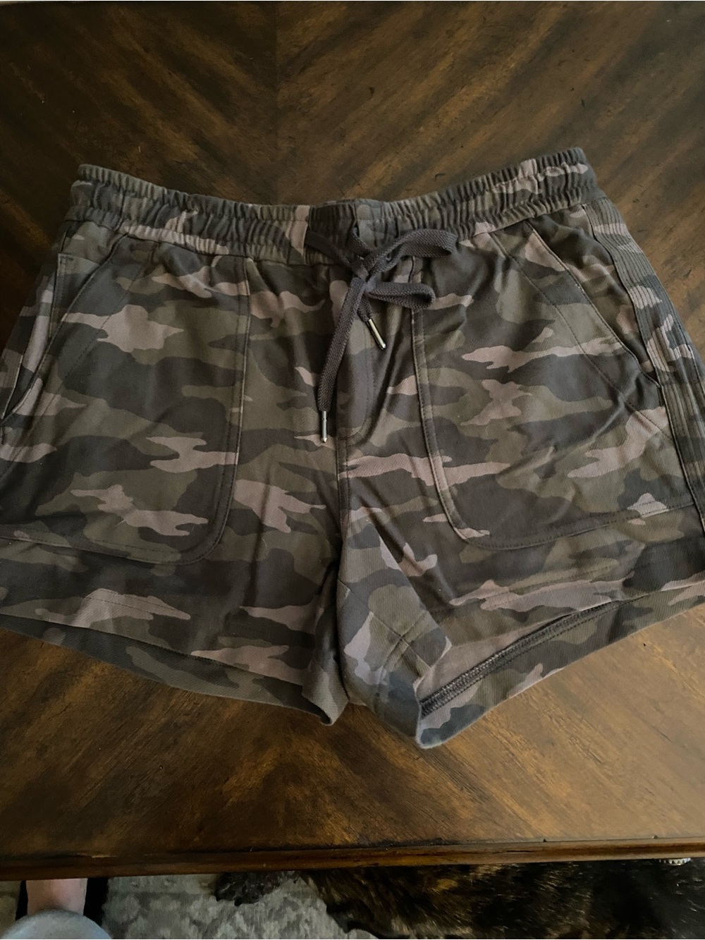 Athleta Olive Camo Farallon Shorts